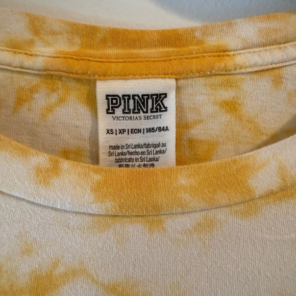 VS PINK women’s yellow tie-dye tee shirt Sz XS - Picture 3 of 6
